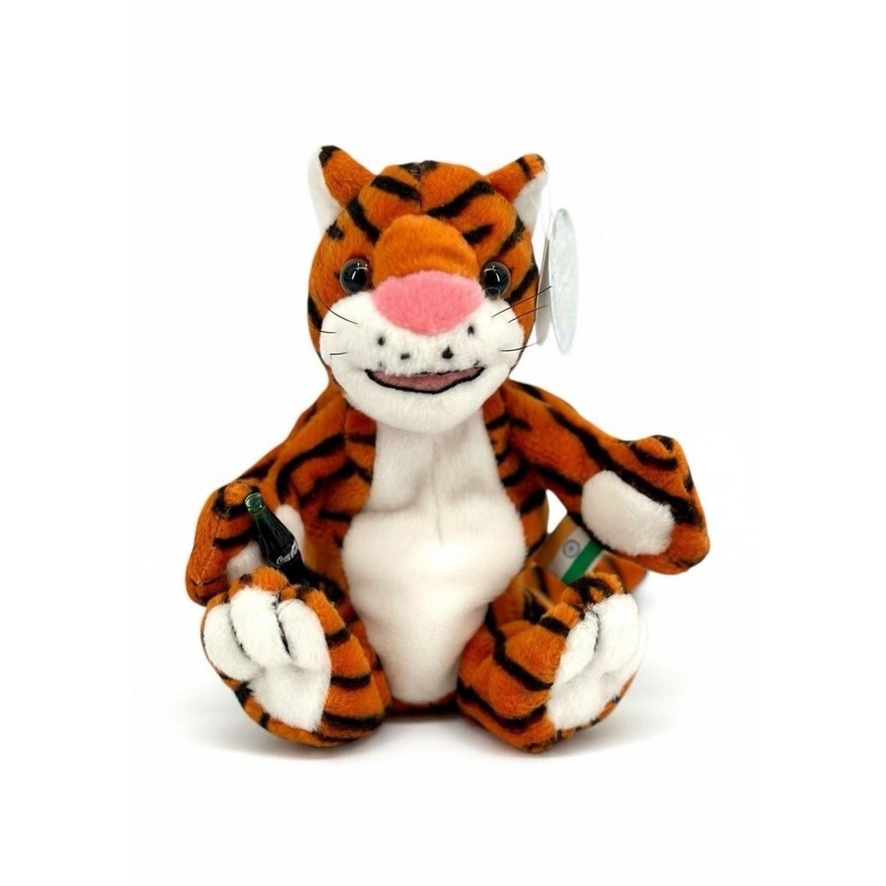 Vintage Coca-Cola India Curry The Tiger Plush Beanie Stuffed Animal Orange 1999